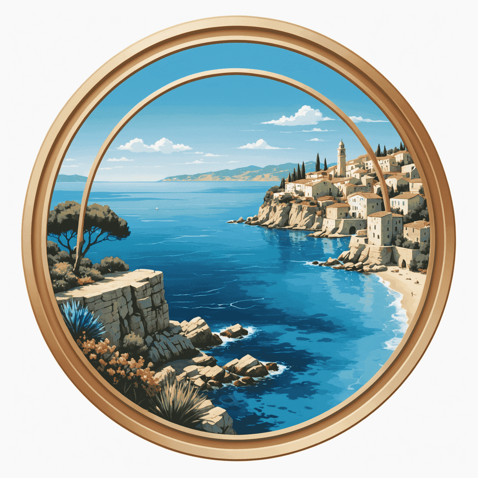Logo de Mediterranean Clarity con colores del mar Mediterráneo